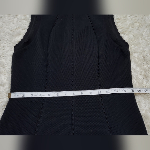 Rebecca Taylor Diamond Texture Fit Flare Dress Black Sz 10 - Picture 6 of 10